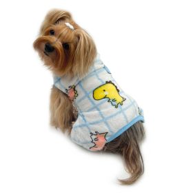 Ultra Plush Colorful Dinosaurs Front Sleeveless Pajamas - M