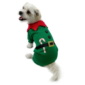 Shimmery Candy Cane Elf Bodysuit - M