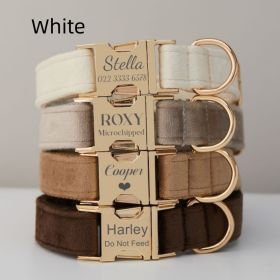 Multiple Colour Velvet Personalise Dog Collar Leash Set With Bow (Option: White-XS)