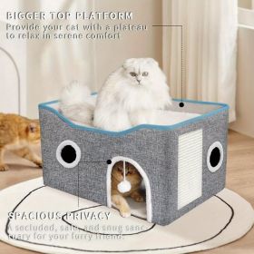 Super Wide Cat House For Indoor Cats, Amazon Logistics, And Wal Mart Platform (Color: Grey)