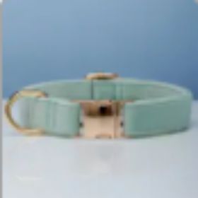 Multiple Colour Velvet Personalise Dog Collar Leash Set With Bow (Option: Cyan-XS)