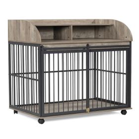 Heavy Duty Large Dog Cage Furniture (Option: Gray)