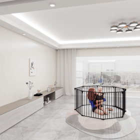 Heavy Duty Supermarket Shopping Basket Design Metal Storage Wholesale Black 8-piece Fence (Color: Black)