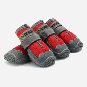Pet Non-Skid Booties, Waterproof Socks Breathable Non-Slip with 3m Reflective Adjustable Strap Small to Large Size (4PCS/Set) Paw Protector (Color: Red, size: Xl)