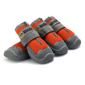Pet Non-Skid Booties, Waterproof Socks Breathable Non-Slip with 3m Reflective Adjustable Strap Small to Large Size (4PCS/Set) Paw Protector (Color: Orange, size: Xl)